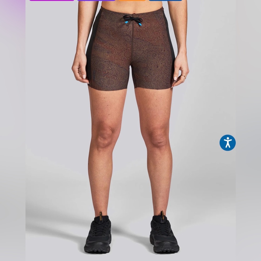 Janji Brown Paisley-Print High-Rise Athletic Bike Shorts